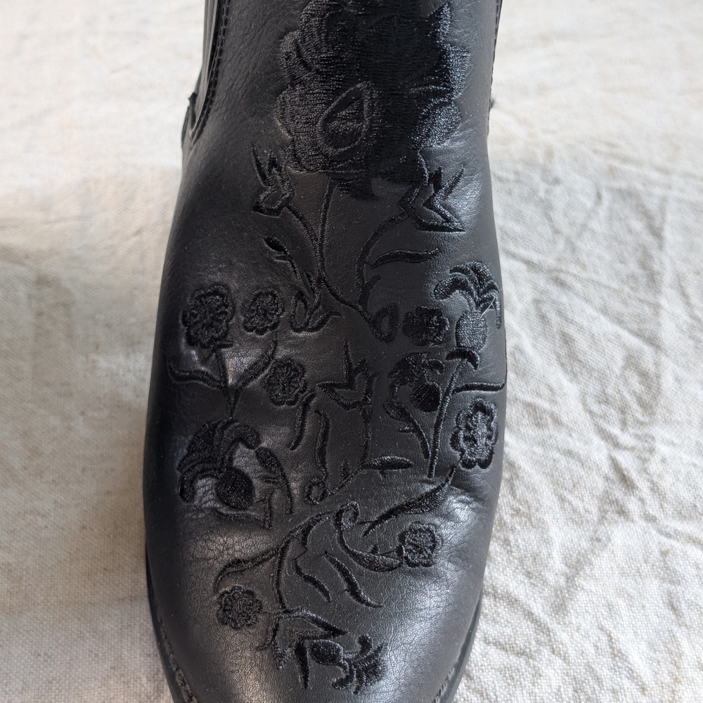 Black Embroidered Ankle Boots - Picture 8 of 11